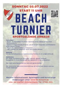 Beachvolleyball-Turnier am Sonntag, den 3. Juli