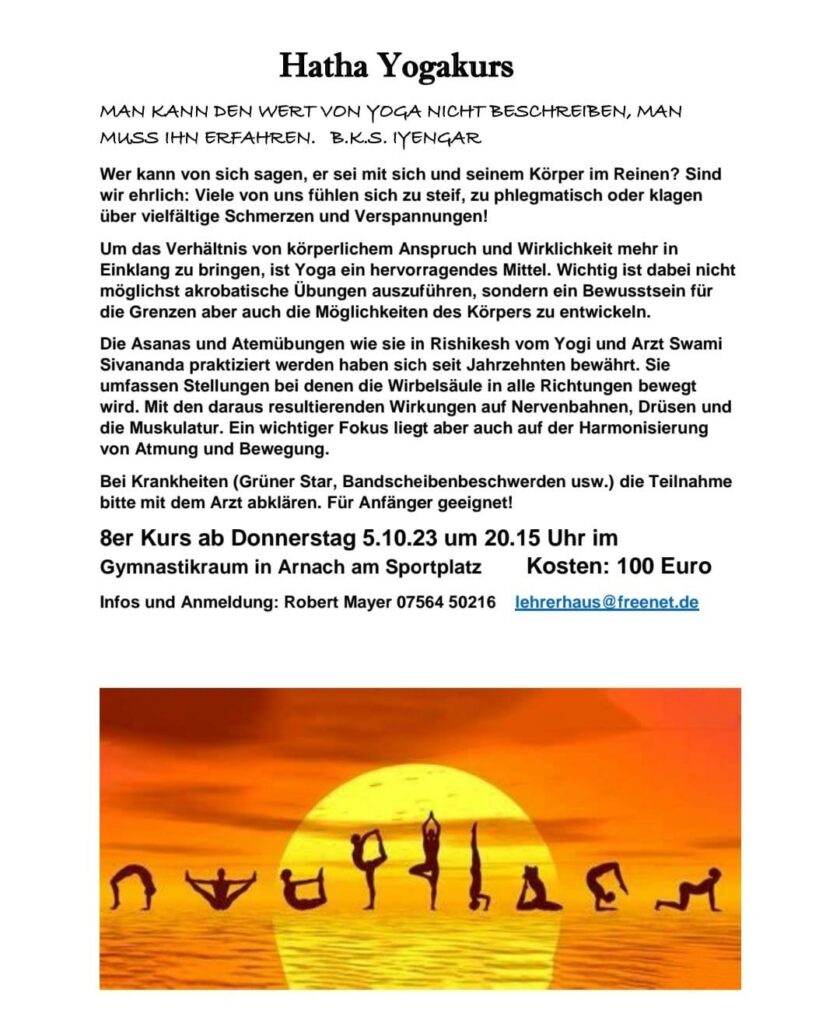 Neues Kursangebot – YOGA